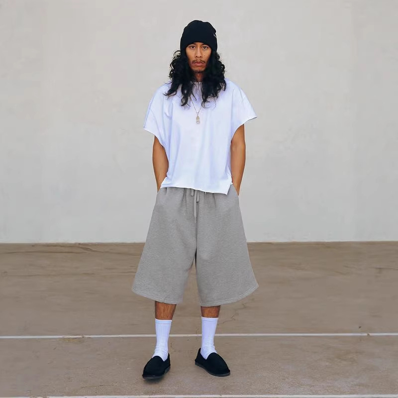 Amazon European and American Cross-Border Foreign Trade Wholesale High Street Loose-Fitting Cropped Sweatpants with Drawstring for Sports and Casual Wear, Street Fashion Amazon European and American Cross-Border Foreign Trade Wholesale High Street Loose-Fitting Cropped Sweatpants with Drawstring for Sports and Casual Wear, Street Fashion