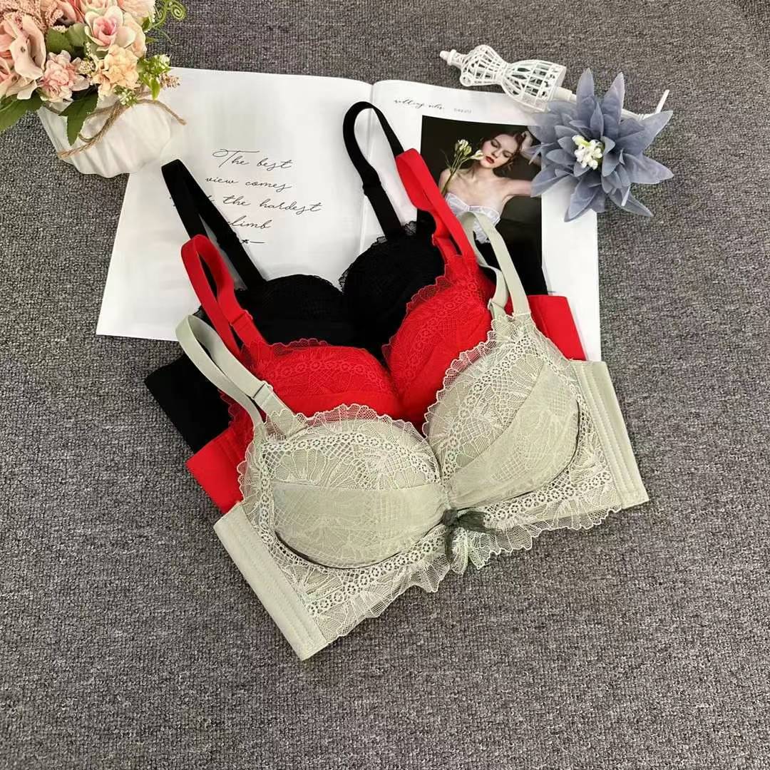 Nuevo sujetador de encaje de moda Jacquard transpirable ajustable confortable anti-caída reunido tres botones lotes de ropa interior image 1