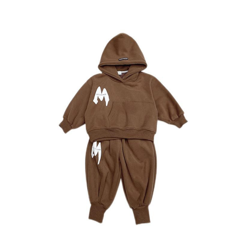 Plysjsett for jenter 2023 nye friterte gatehøst vinterklær barne- og guttesport fortykket genser_voghion.com