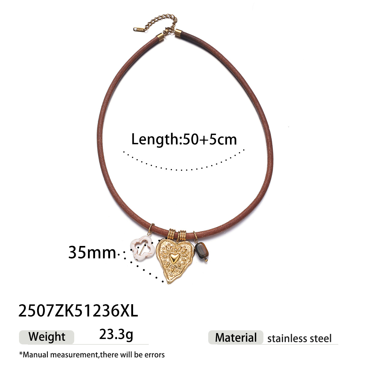 Collar de colgante de acero inoxidable de la UE y los Estados Unidos, collar de cuerda de cuero hueco, joyas transfronterizas para mujeres