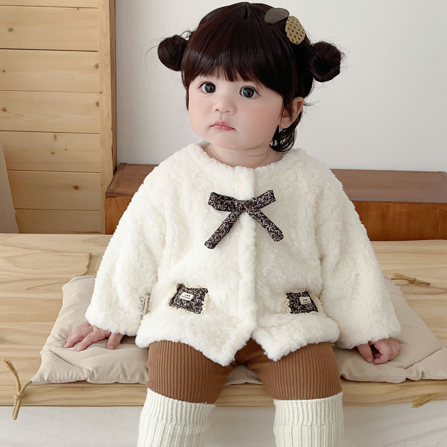 女童秋冬新款小香风加绒毛毛外套女宝宝甜美气质洋气外出服Z1293
