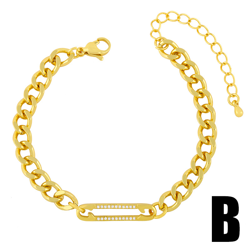 Fashion paper clip copper inlaid zircon bracelet wholesale