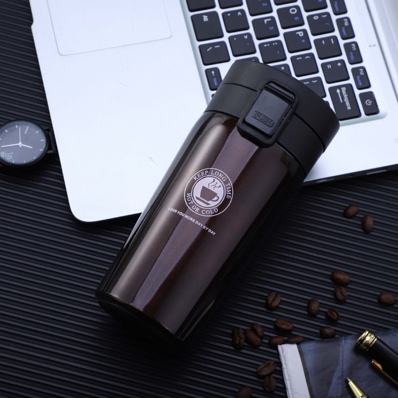 Taza de automóvil creativa de doble vacío de acero inoxidable cubierta de rebote de taza de café de oficina creativa taza de agua de negocios blanca