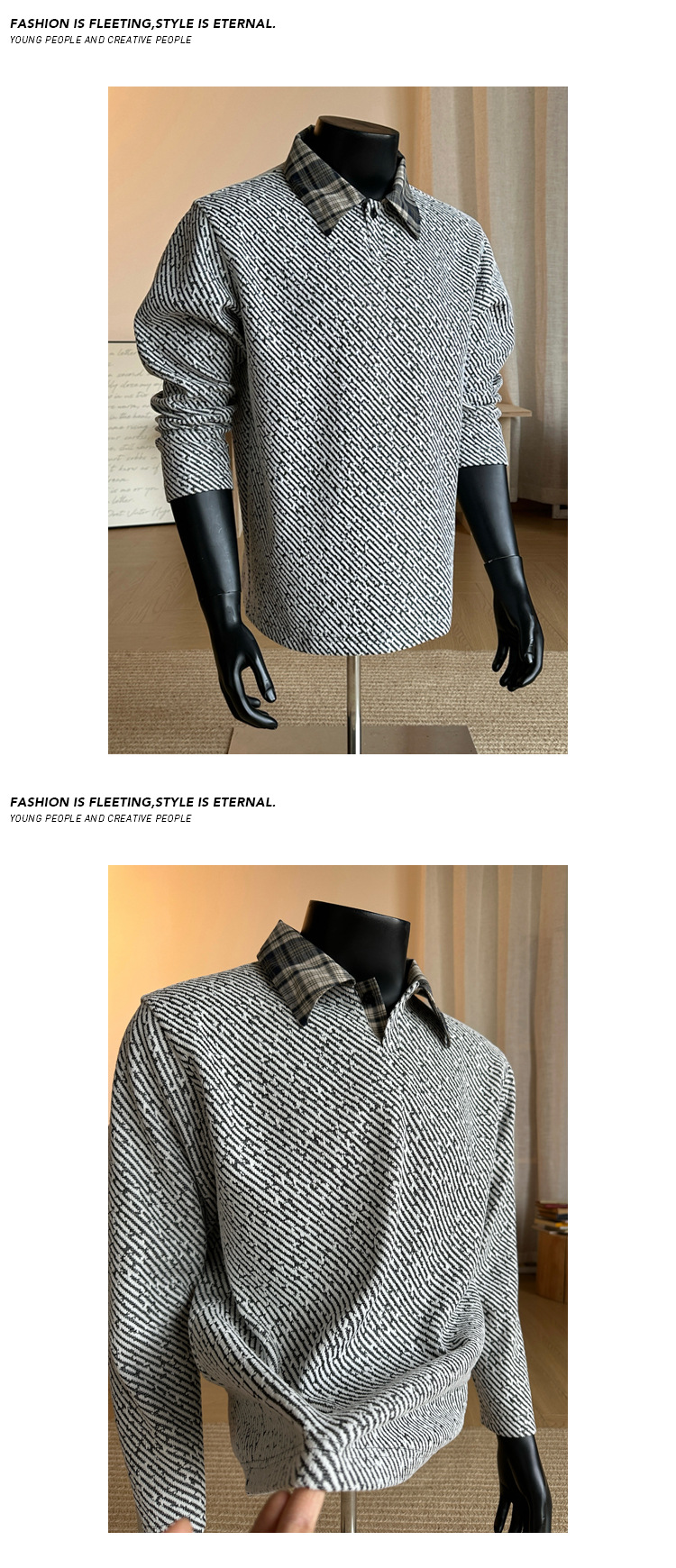 Amerikaanse retro polo sweatshirt met houndstooth voor iedereen_voghion.com