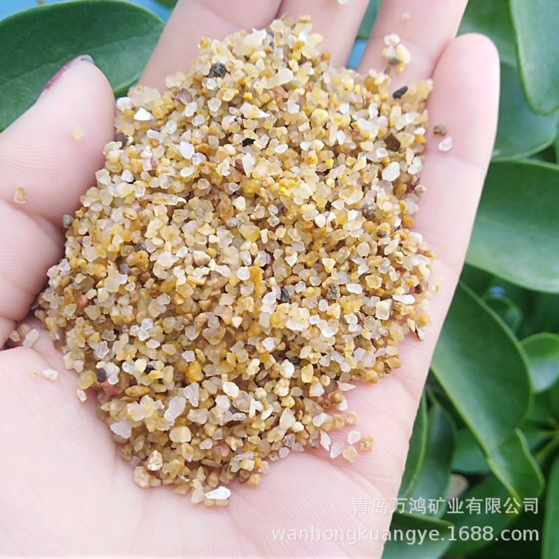 1-2mm鱼缸铺底石英砂水处理圆粒海砂泳池过滤垫层滤砂黄沙