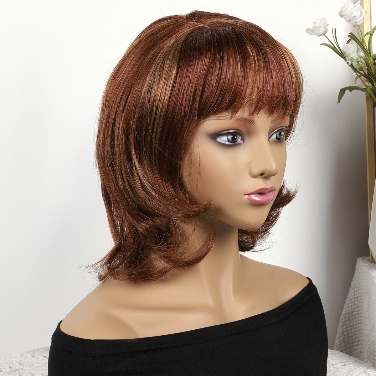Fibra química al por mayor bob cabello pelucón mecánico pelucón cubierta de pelo