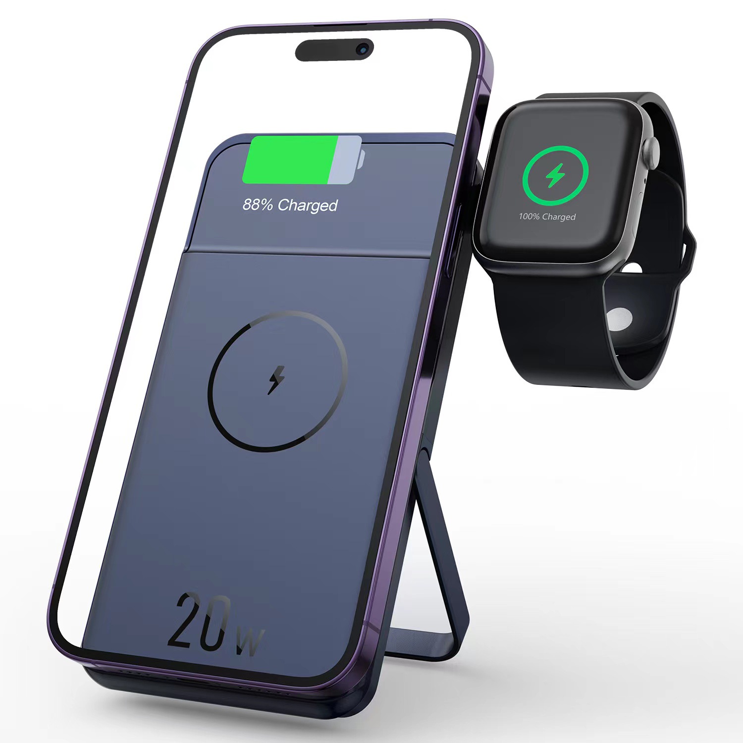New all-in-one wireless magnetic charging treasure bracket foldable portable large capacity watch mobile phone mobile phone