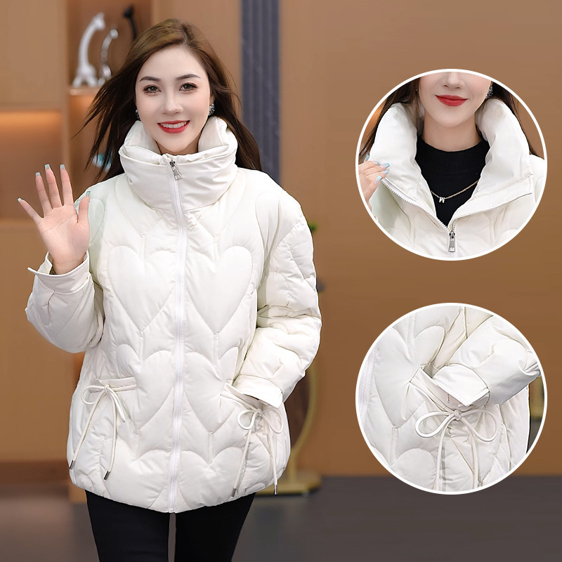 2024 invierno ropa de algodón de pluma de mujer ropa de pan holgada coreana ropa de algodón de cuello vertical abrigo de algodón cálido chaqueta gruesa image 3