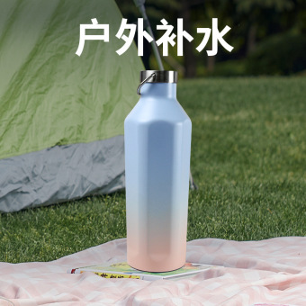 厂家直供不锈钢真空保温壶新款菱形保温杯户外运动水壶可定制logo