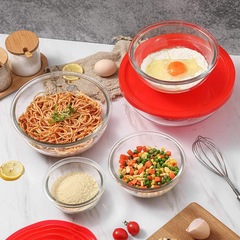 Transparent glass bowl, fruit salad bowl, microwave oven heating, covered soup bowl, instant noodles, egg whisking, dough mixing basin