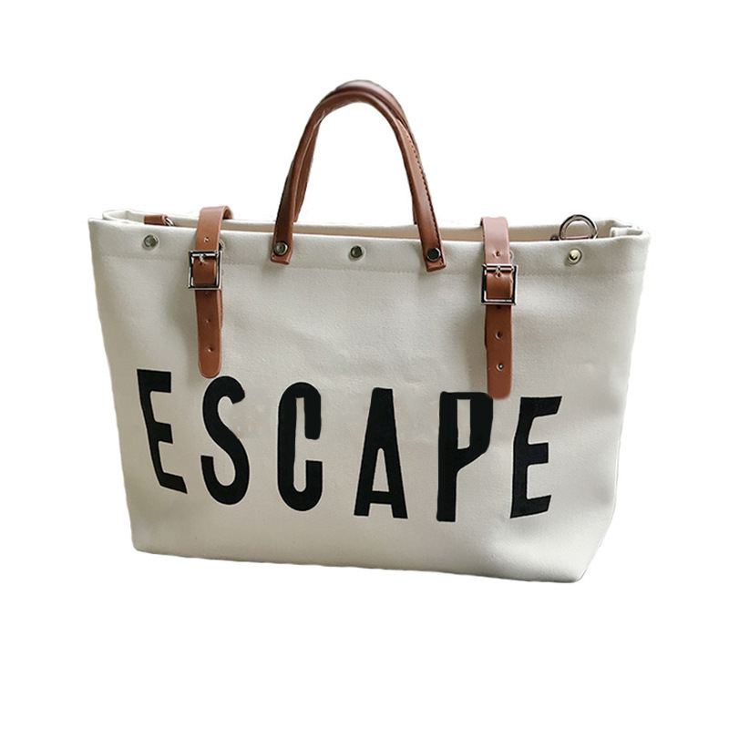 订制 帆布包包 单肩斜挎大容量旅行包 简约休闲PU手提帆布袋