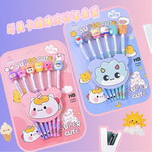 新品卡通橡皮擦铅笔套装HB小动物造型橡皮学生小礼品幼儿园书写笔