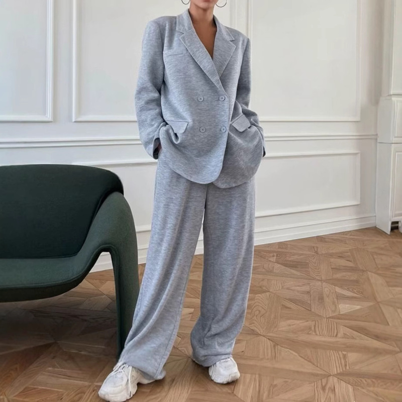 European and American foreign trade new autumn and winter fashion trend women's lapel cardigan suit casual elastic pants suit European and American foreign trade new autumn and winter fashion trend women's lapel cardigan suit casual elastic pants suit