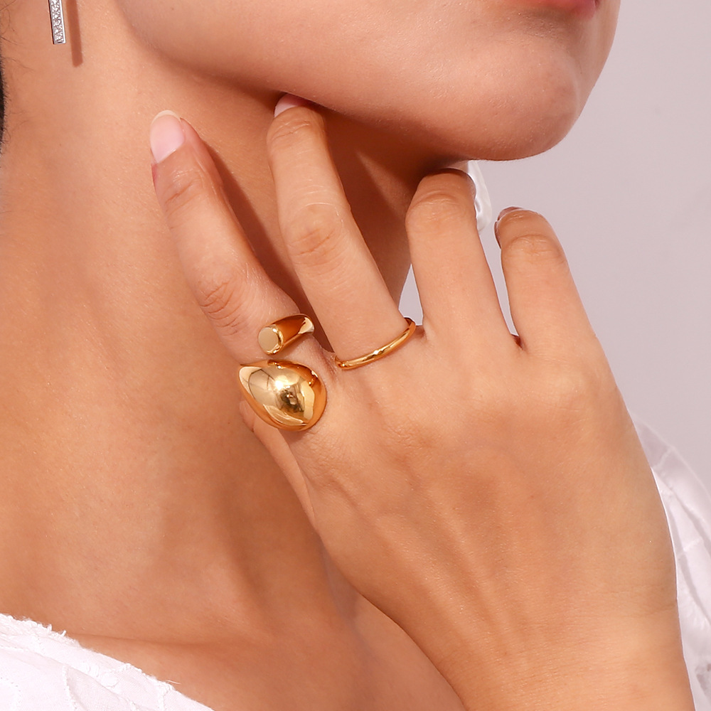 Stainless Steel Material Retro Lady Geometric Stainless Steel Plating Rings
