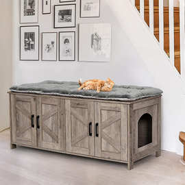 跨境边几猫窝狗窝柜宠物家具储物柜板式一体柜板条箱猫厕所狗笼