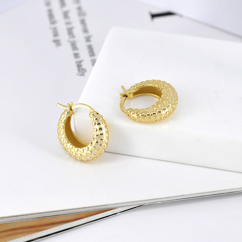 925 Sterling Silver Ear Needle Material 18K Real Gold Plated Plating Material Retro Geometric Copper Drop Earrings Plating Copper Earrings