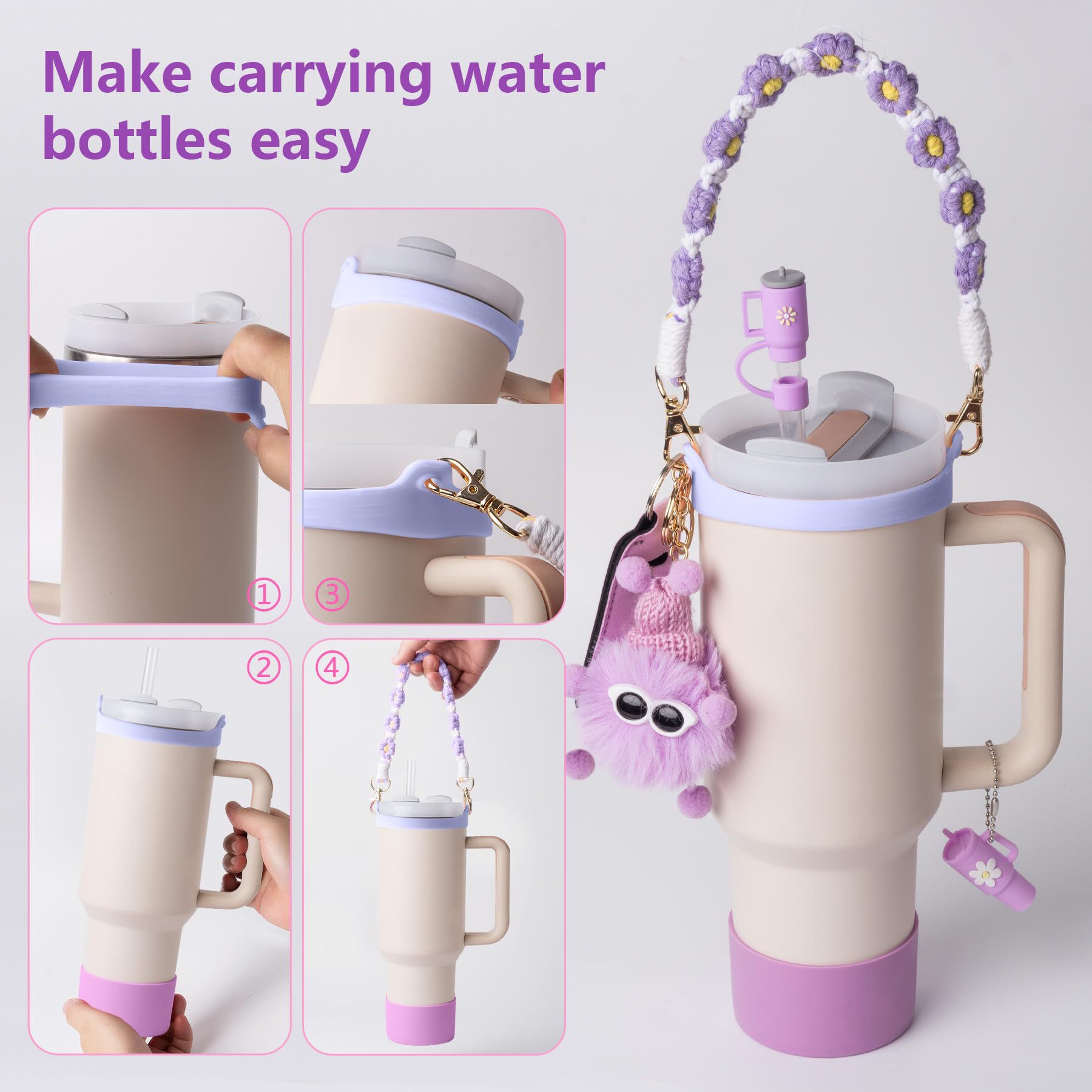 JiangLin Stanley Cup-accessoireset, 9 stuks, bevat 2 Stanley Cup rietjesafdekking, 1 bodembescherming, 6 siliconen stoppen voor Stanley Cup Quencher accessoires, 1,2 l thermosbeker (groen