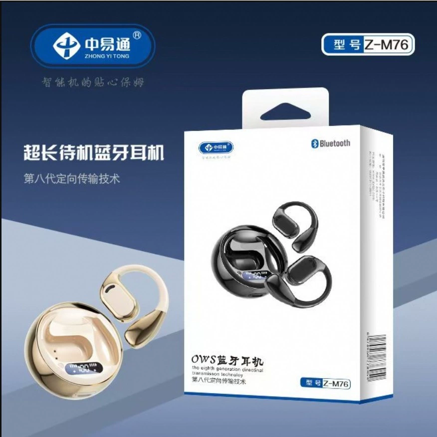 Металлический материал Zhongyitong Z-M76 создает Bluetooth-гарнитуру OWS с супербасом, которая не входит в ухо и не повреждает ухо.
