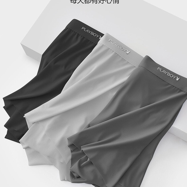 Playboy Ice Silk Men's Underwear Boxer Shorts Boys Summer Thin Breathable Boxer Briefs Trendy Boys