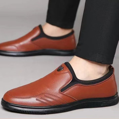 Men's Shoes 2023 Summer New Men's PU Leather Shoes Lazy Men's Shoes Middle-aged Soft Sole Dad Shoes Comfortable Driving Shoes