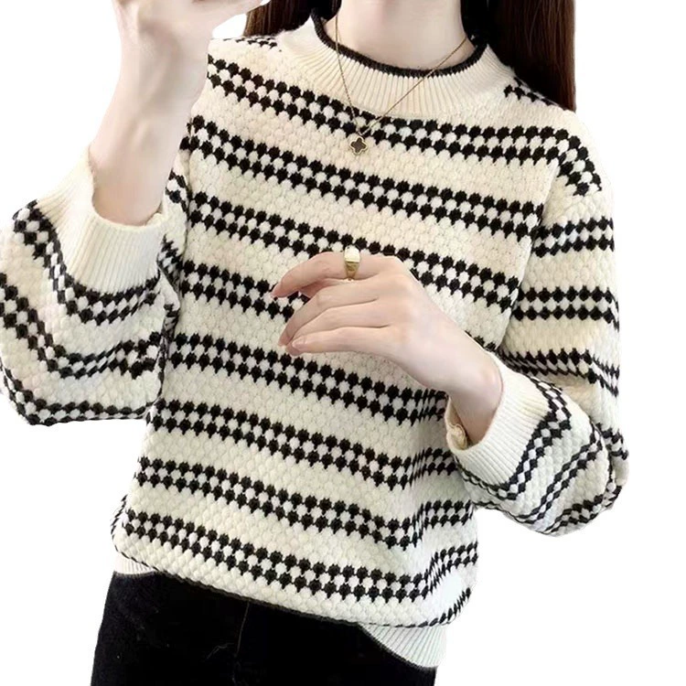 Set, demi-season knitted sweater for leisure, loose fit, high collar