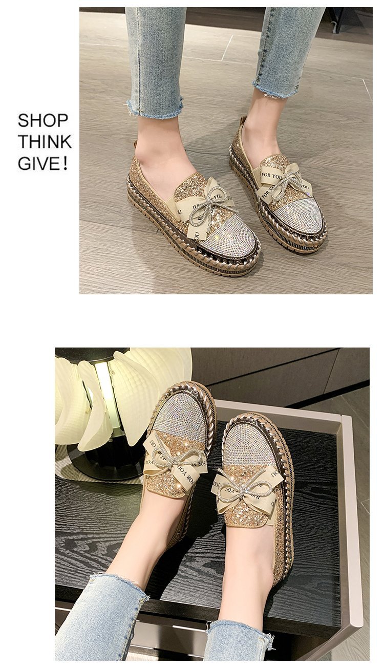 Women's Casual Solid Color Rhinestone Bowknot Round Toe Casual Shoes display picture 3