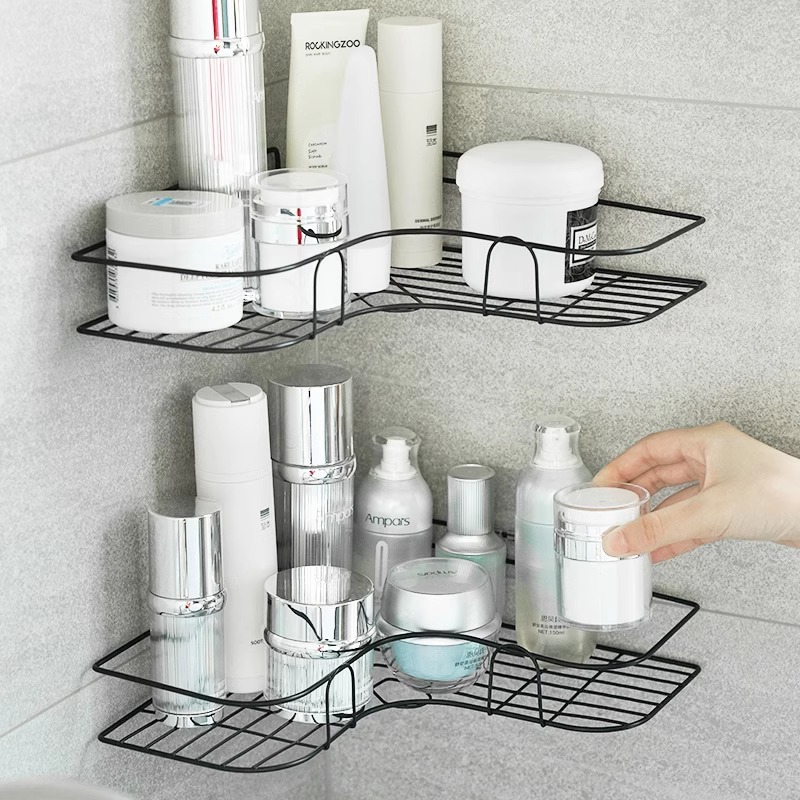 Rack de almacenamiento de inodoro inodoro inodoro sin perforación de pared triángulo de baño lavabo estante de almacenamiento de cosméticos