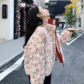 红色小香风羽绒服女冬季高级感减龄漂亮洋派白鸭绒短外套流行爆款