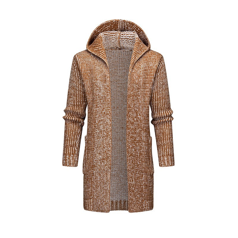 Aliexpress con capuz largo otoño nuevo suéter casual de hombre chaqueta simple cardigan con capuz camiseta de punto hombre