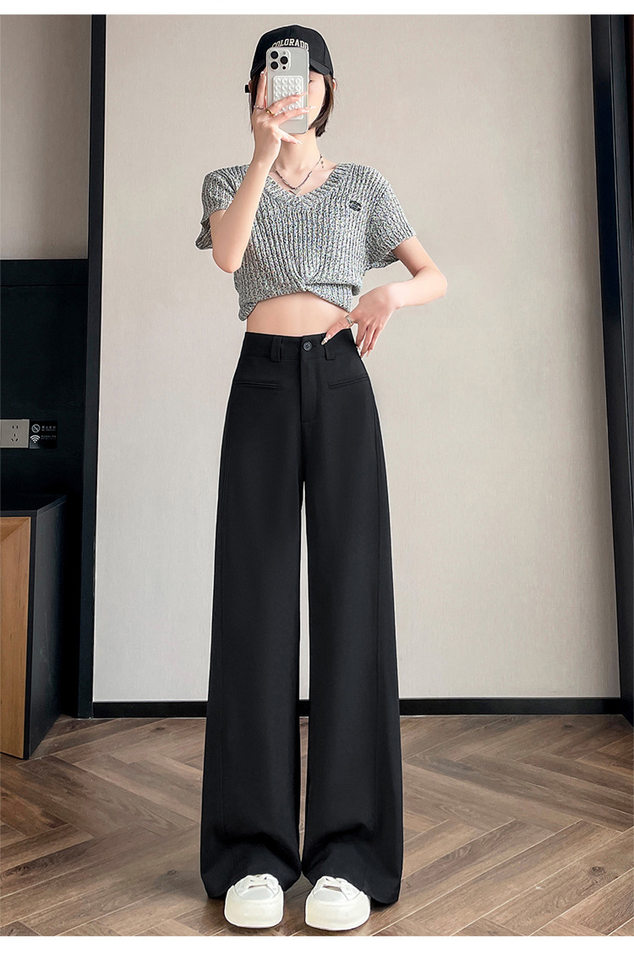 Quần tây nữ ống rộng lưng cao phom suông dài chấm gót — Mơ - Extra Long (Bộ sưu tập mùa xuân, 160cm trở lên), Mẫu Apricot-regular (dành cho mùa xuân và mùa thu, chiều cao dưới 159cm), Xám đậm - Dáng dài (mẫu xuân thu cho người trên 1m60), Xám đậm-đường kính (mẫu xuân thu dưới 159cm) chi tiết 35