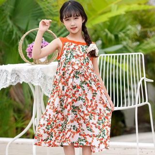 儿童棉绸睡裙家居服夏季薄款女童无袖背心裙新款女孩吊带连衣裙子