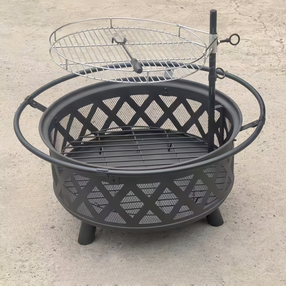 Parrilla de parrilla de doble capa cucina de fuego patio horno de calefacción al aire libre horno de parrilla giratorio horno de parrilla multifuncional horno de fuego de parrilla para cocinar té