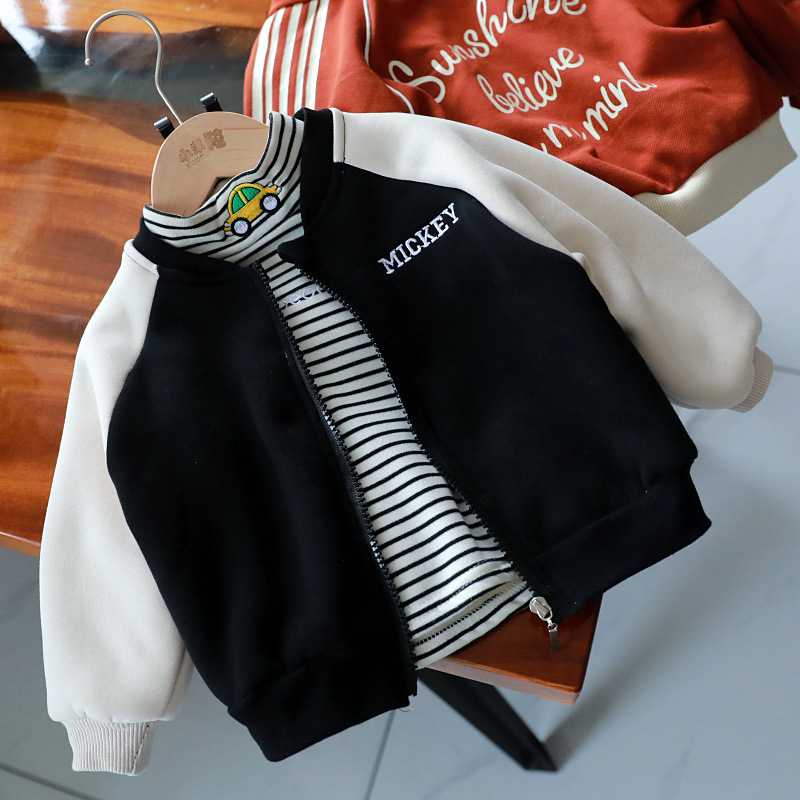 어린이 착용  가을 겨울 자켓 소년 소녀 기모 카디건 어린이 늦은 가을 두꺼운 재킷 1942