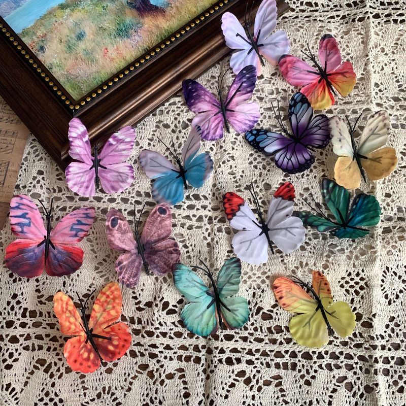 蝴蝶花头 枯枝蝴蝶 背景墙DIY拍照道具假花 写真馆立体蝴蝶仿真花|undefined