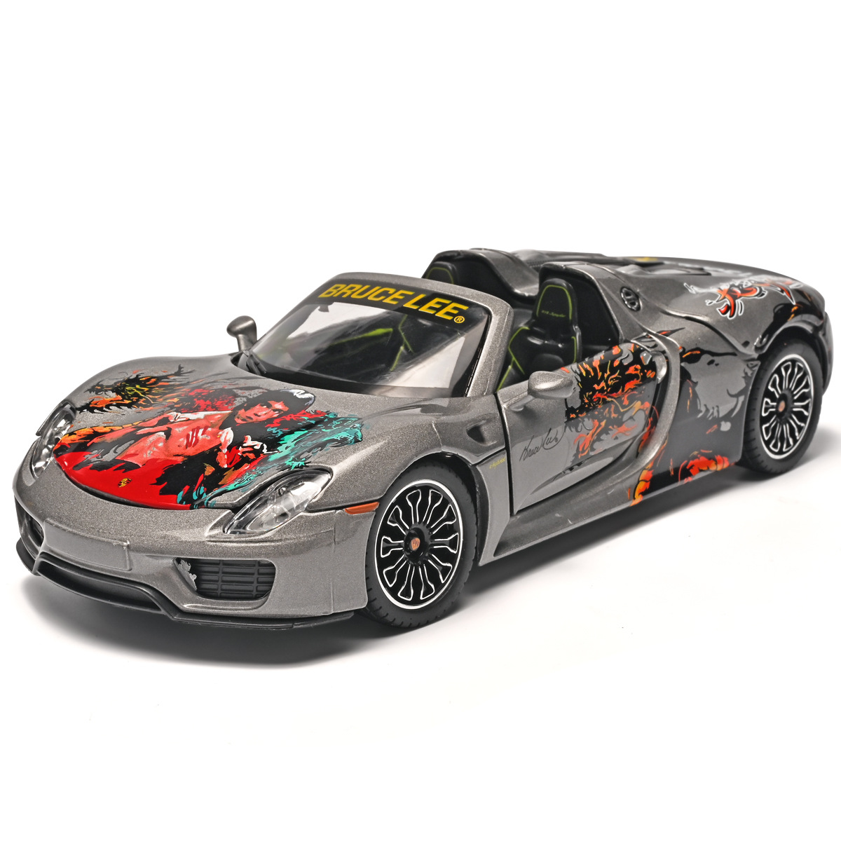 Auténtico autorizado 1: 24 Porsche 918 Bruce Lee Co-Famous Coche de aleación imitación de gran tamaño Regalo de sorteo de la reunión anual