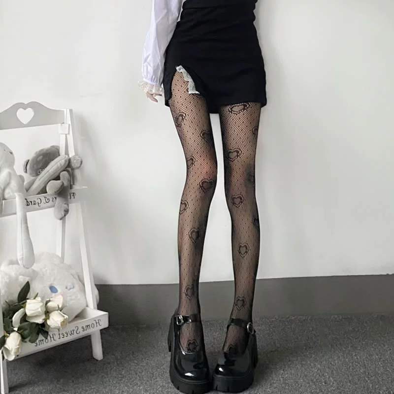 Japanese fishing net, sexy tights, print, European style, internet celebrity