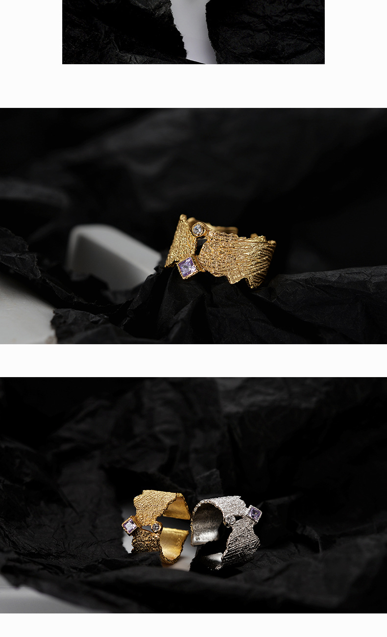 Fashion Geometric Sterling Silver Plating Zircon Open Ring 1 Piece