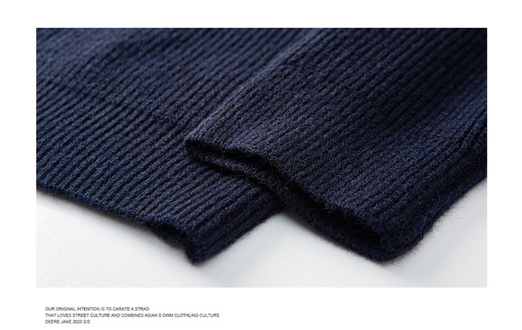 Men's Oversized Striped Knit Cardigan Grey Black Navy Wool Blend_voghion.com