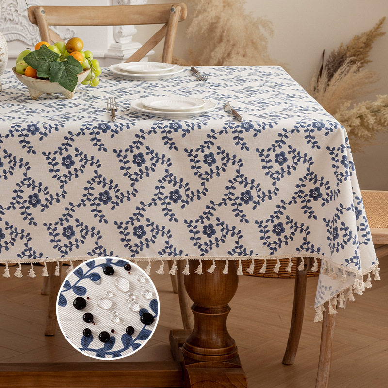 Mantel europeo con diseño de flores y farolillos, mantel rectangular de lujo ligero de alta gama, impermeable, antideslizante, resistente al desgaste, cubierta para mesa de centro, venta al por mayor