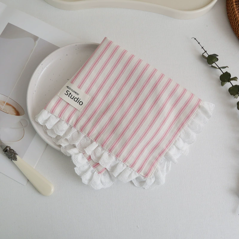 Korean-style striped lace napkin ins double-layer placemat multipurpose dust cover cloth for food photography background