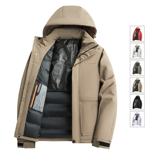 Customized Logo Light Business Thickeneded Warm Cotton Outwear Men's Thickeneded Jacket Men's Hat Detachable L-6Xl Oak