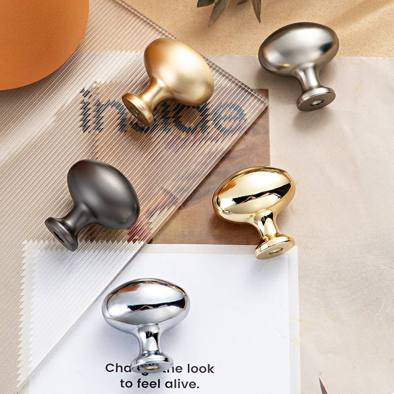 奶油風櫃門拉手銀色金屬衣櫃抽屜櫃門金色單孔新品鴿子蛋拉手橢圓