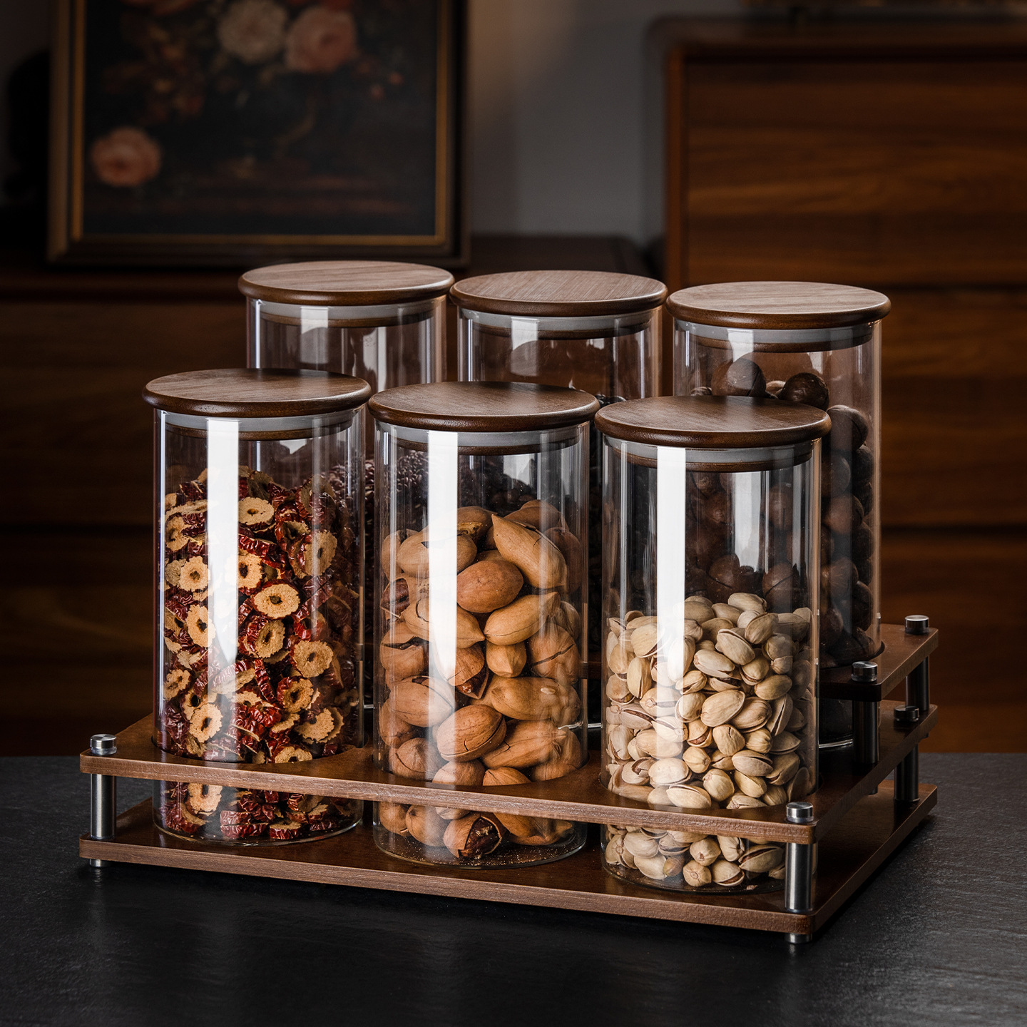 Tanque de almacenamiento de sellado de cocina tanque de almacenamiento de vidrio de gran capacidad tanque de almacenamiento de granos de nueces