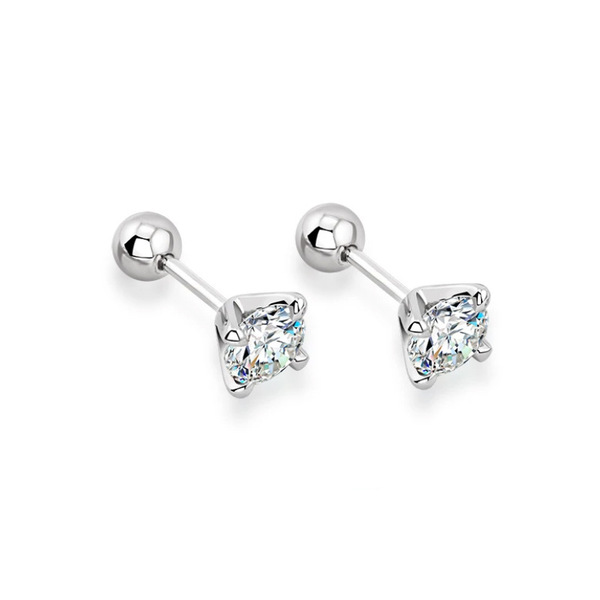 925 silver moissanite earrings four-claw screw earrings 30 points 50 ...