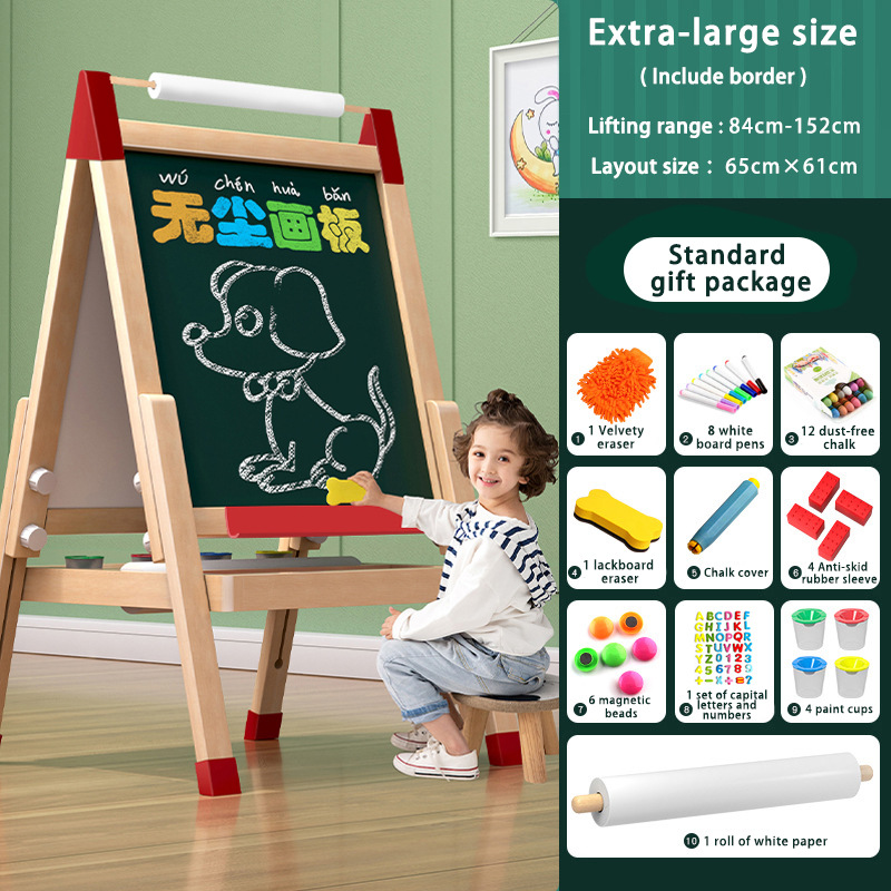 Tipo de soporte de pizarra pequeña para niños, aprendizaje en casa, escritura magnética de doble cara, dibujo, caballete de tablero de dibujo libre de polvo borrable