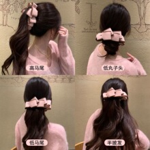 可露丽丝绒蝴蝶结香蕉夹女后脑勺盘发夹头饰马尾夹竖夹发卡发饰