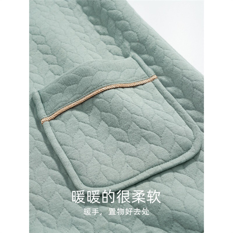纯棉睡衣女秋冬款长袖加厚家居服春秋季空气棉夹棉保暖夹层|undefined