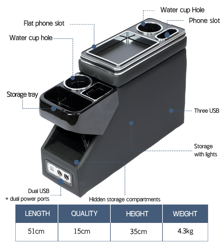 Suitable for Honda Hong Kong Version Freed/Stepwgn and Toyota Sienta New and Old Models, Dedicated Armrest Box Storage Modification