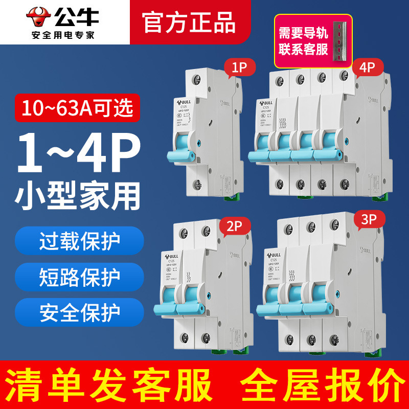 Bull air switch household electric gate Molded Case Circuit Breaker 1p/2p Main Gate 220V empty 63A/32a/16a Bull air switch household electric gate Molded Case Circuit Breaker 1p/2p Main Gate 220V empty 63A/32a/16a