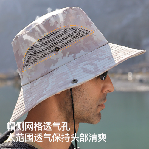European and American sun protection fisherman hat men's summer outdoor hiking hat fishing breathable anti-UV sunshade hat cross-border